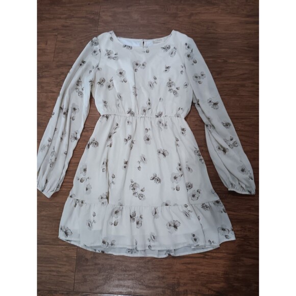 Rokoko womens small long sleeve cream dress floral print - Picture 1 of 4